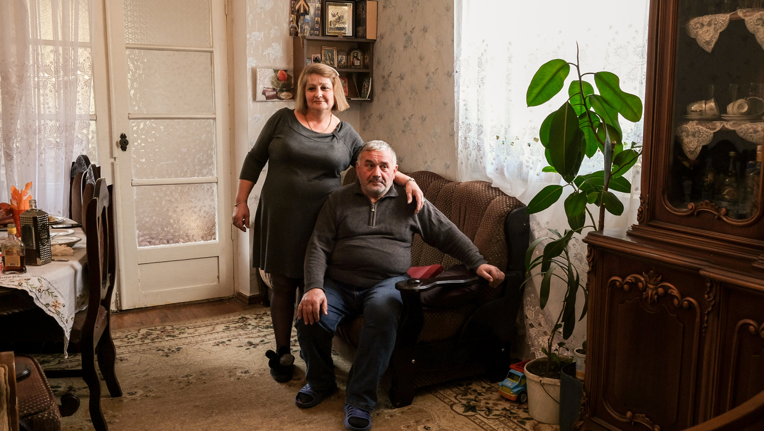 Miner Murad Chapidze and his wife Irina Didbaridze.