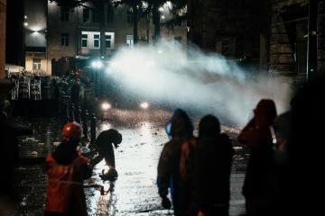Riot police have used water cannons to suppress the protests.&nbsp;