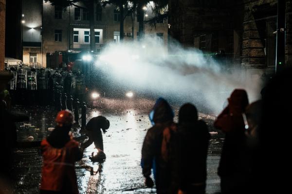 Riot police have used water cannons to suppress the protests.&nbsp;