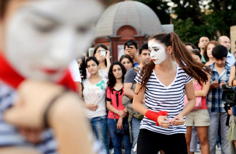 The largest performance staged by Bakı Teatr Sexi in Old Town, a central neighborhood in Baku.  (Pho ...