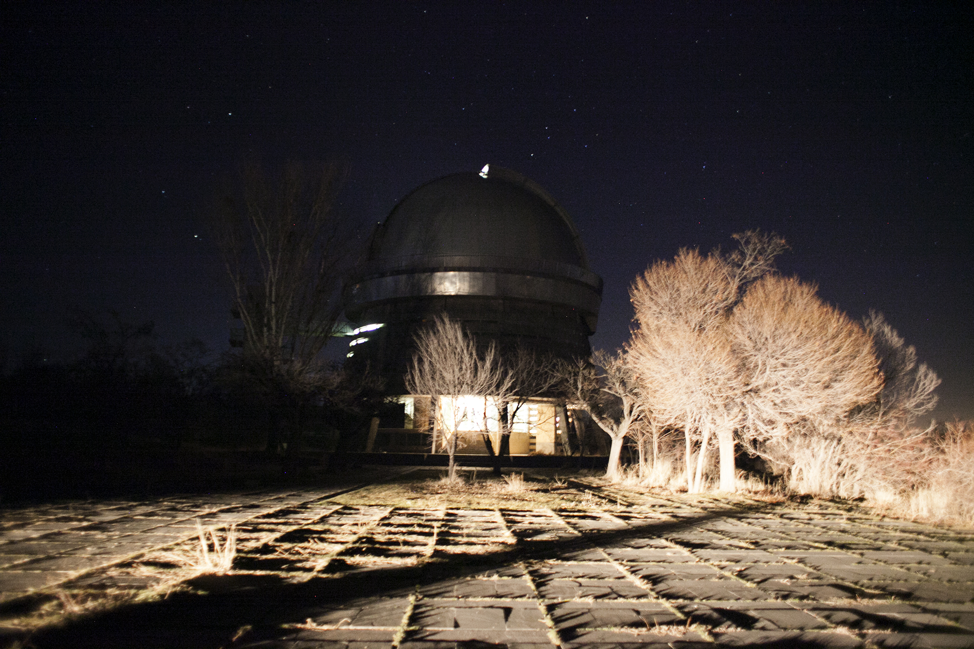 The 2.6m telescope is the largest telescope at the Byurakan Observatory.